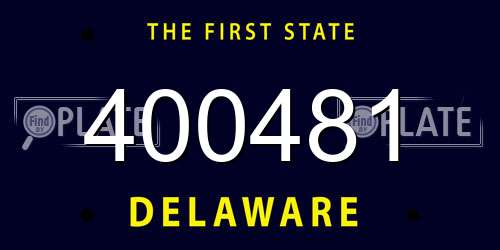 400481 Delaware License Plate