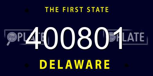 400801 Delaware License Plate