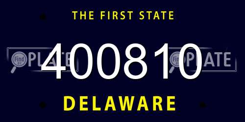 400810 Delaware License Plate