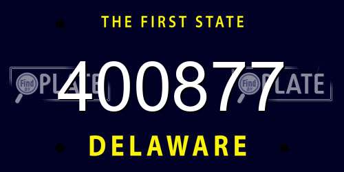 400877 Delaware License Plate