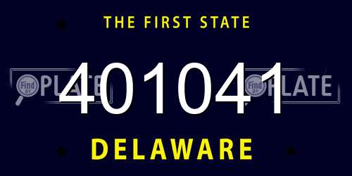 401041 Delaware License Plate
