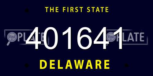 401641 Delaware License Plate