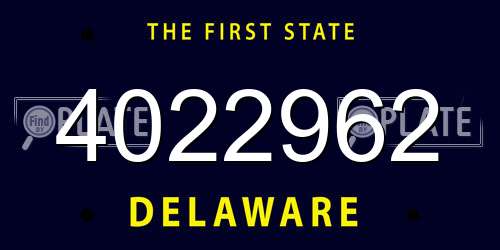 4022962 Delaware License Plate