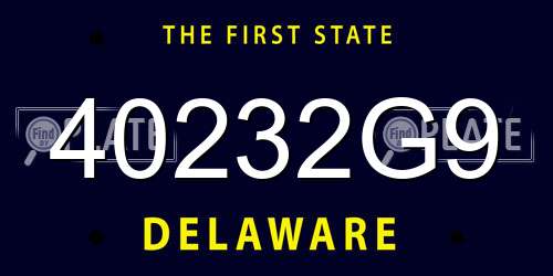 40232G9 Delaware License Plate