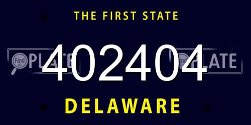 402404 Delaware License Plate