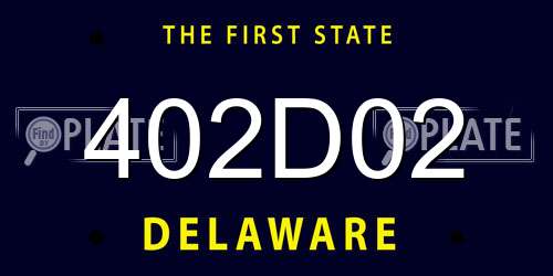 402D02 Delaware License Plate