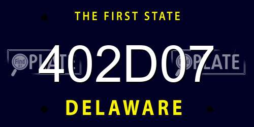 402D07 Delaware License Plate