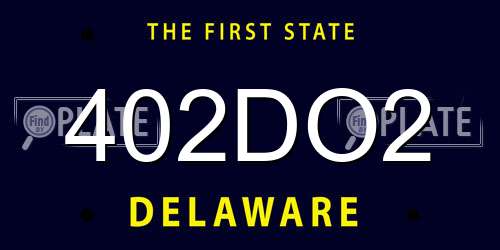 402DO2 Delaware License Plate