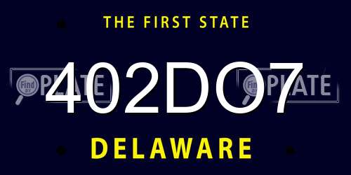 402DO7 Delaware License Plate