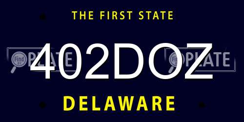 402DOZ Delaware License Plate