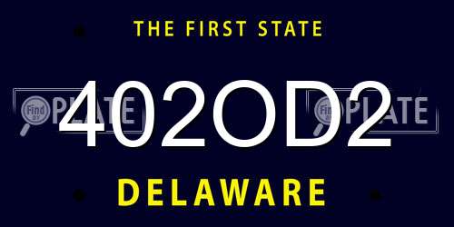 402OD2 Delaware License Plate