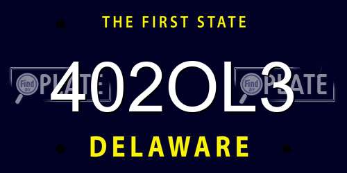 402OL3 Delaware License Plate