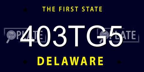 403TG5 Delaware License Plate