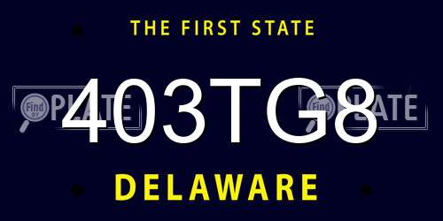 403TG8 Delaware License Plate