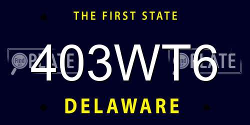 403WT6 Delaware License Plate