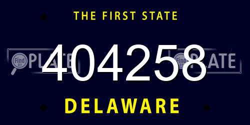 404258 Delaware License Plate