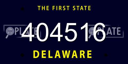 404516 Delaware License Plate