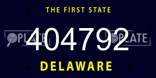 404792 Delaware License Plate