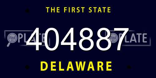 404887 Delaware License Plate