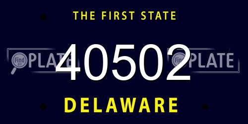 40502 Delaware License Plate