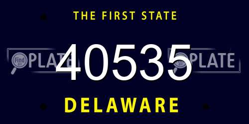 40535 Delaware License Plate