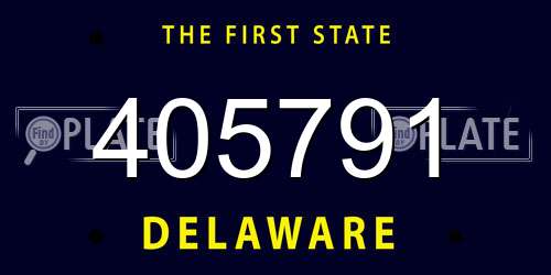 405791 Delaware License Plate