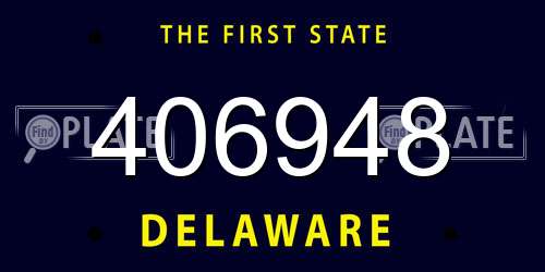406948 Delaware License Plate