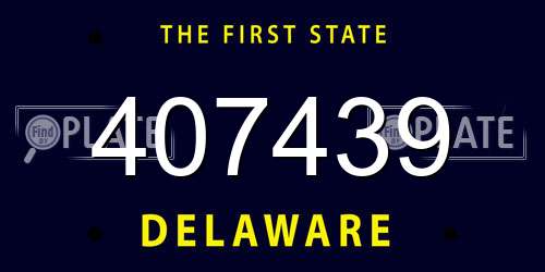 407439 Delaware License Plate