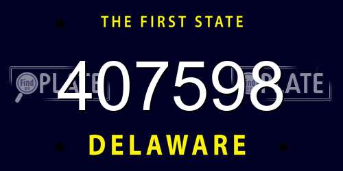 407598 Delaware License Plate