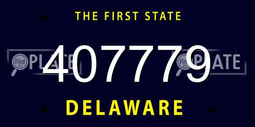 407779 Delaware License Plate