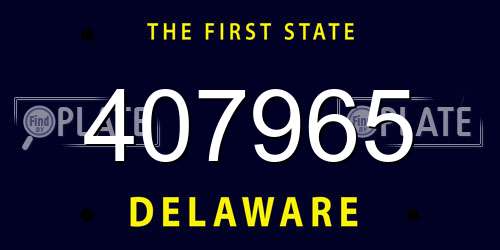 407965 Delaware License Plate