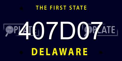 407D07 Delaware License Plate