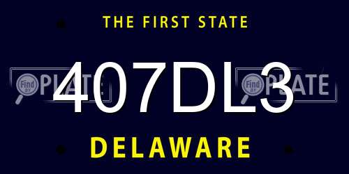 407DL3 Delaware License Plate
