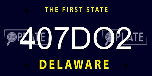 407DO2 Delaware License Plate
