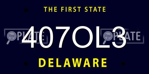 407OL3 Delaware License Plate