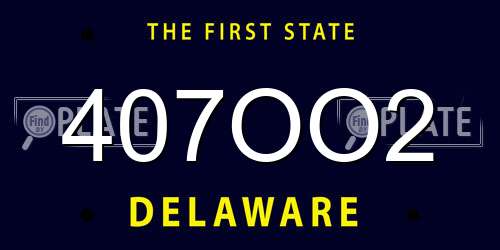 407OO2 Delaware License Plate