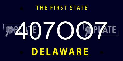 407OO7 Delaware License Plate