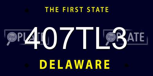 407TL3 Delaware License Plate