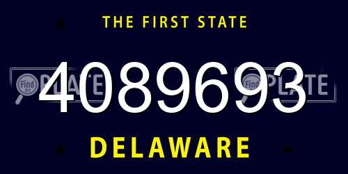 4089693 Delaware License Plate
