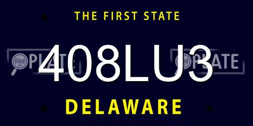408LU3 Delaware License Plate