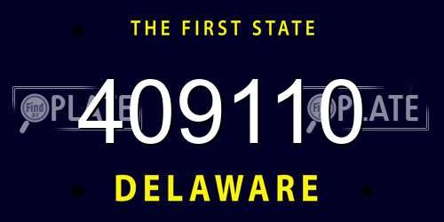 409110 Delaware License Plate