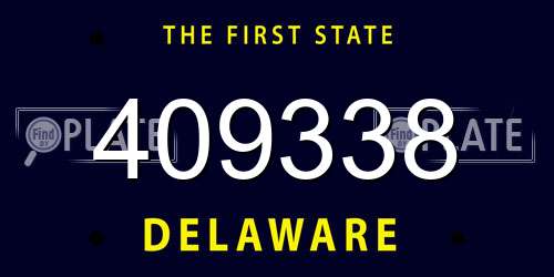 409338 Delaware License Plate