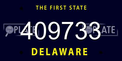 409733 Delaware License Plate