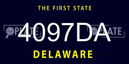 4097DA Delaware License Plate