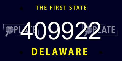 409922 Delaware License Plate