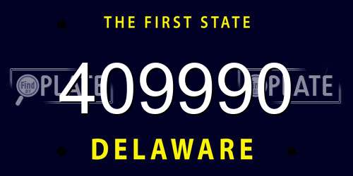 409990 Delaware License Plate