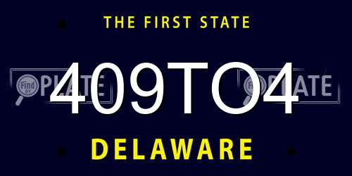409TO4 Delaware License Plate