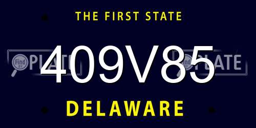 409V85 Delaware License Plate