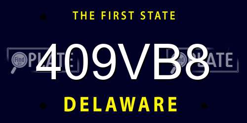 409VB8 Delaware License Plate