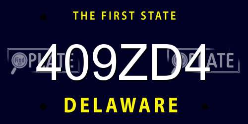409ZD4 Delaware License Plate